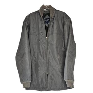 John Weitz by Aberdeen men's zip front bomber style jacket knit sleeve cuffs